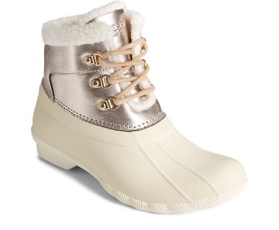 SPERRY SALTWATER ALPINE LEATHER Winter Boots Ivory New