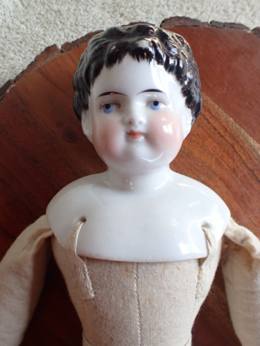 Lovely Antique China Head Doll 15" w/ Brush Strokes Around Face - Foto 1 di 23