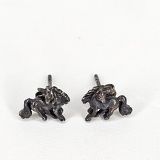 Vintage Silver Mythical Fantasy Unicorn Post Earring Pair Small