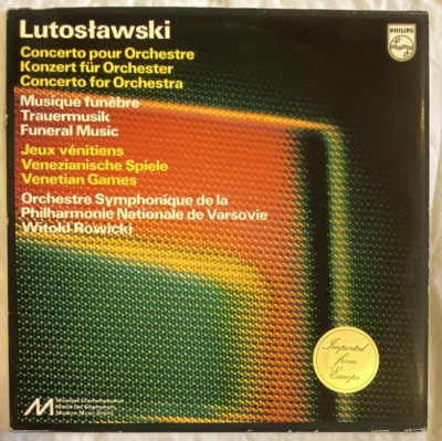 LUTOSLAWSKI Concerto For Orchestra PHILIPS NETHERLANDS IMPORT Modern AVANT GARDE