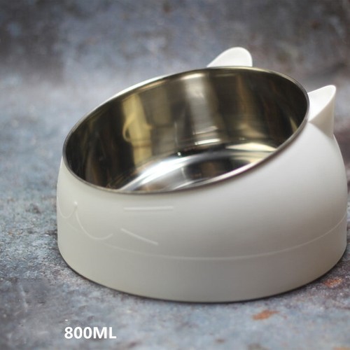 Pet Stainless Steel Tilted Raised Food Water Bowl Cat Elevated Stand Dog Dish - Picture 32 of 40