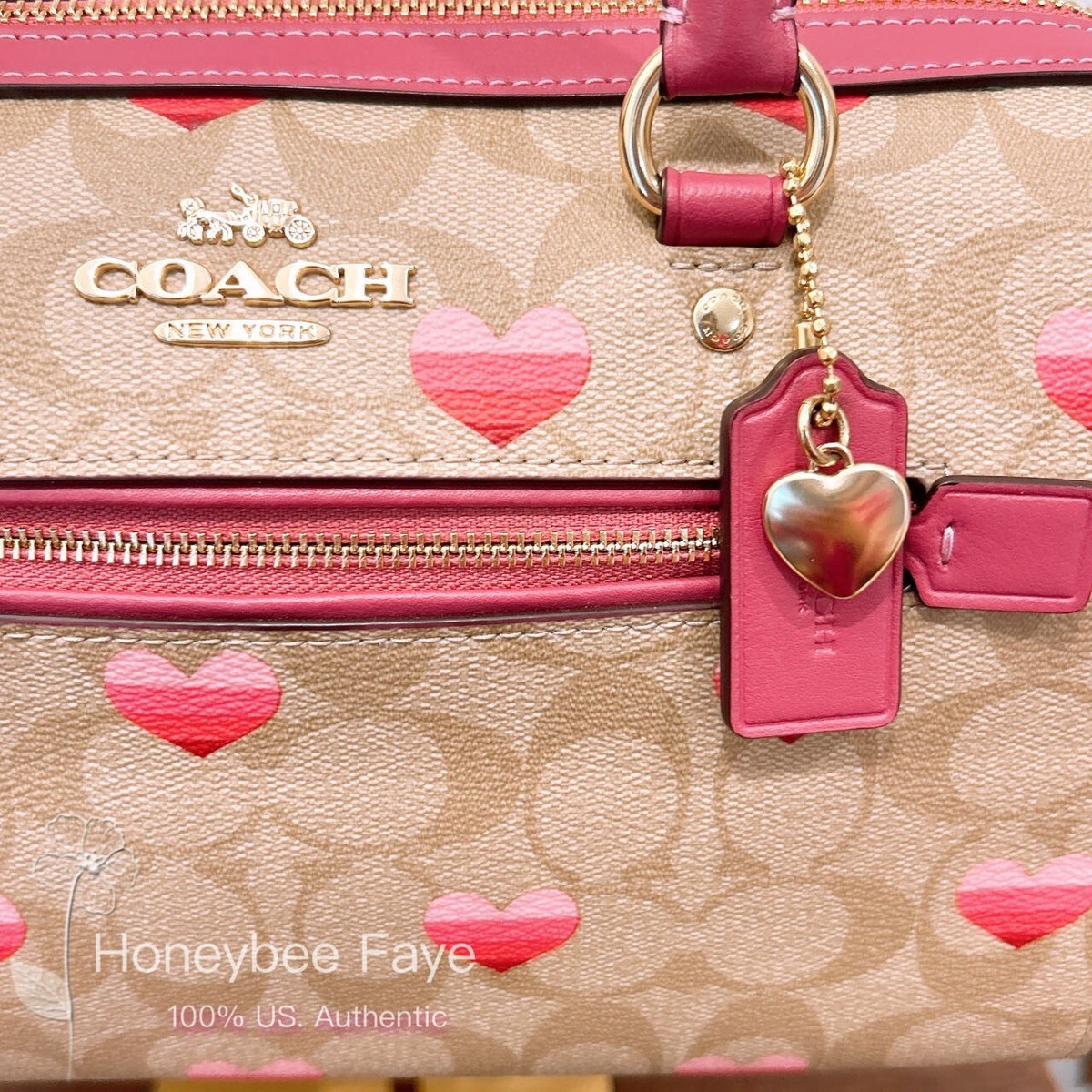 NWT Coach Rowan Satchel Bag In Signature Canvas With Stripe