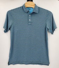 Straight Down Striped Golf Performance Polo Shirt Men  s Size Large Blue Gray