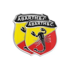 Adesivo Abarth 3D Vintage Ricambio Logo per 500 Anteriore + Posteriore
