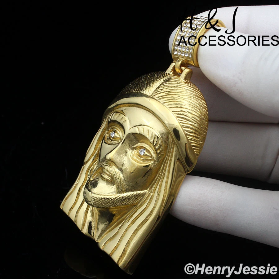 Cadena Cubana Miami Chapada en Oro 18-40" Acero Inoxidable 7mm GRAN CIRCONITA Colgante Jesús*143 Foto 4 de 4