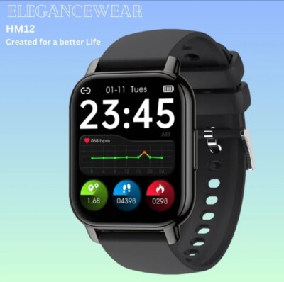 Bluetooth Smartwatch, IP68 wasserdicht, 1,8'' Display, 8 Tage Akku, Android & iOS