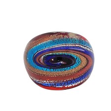 Murano Style Glass Ring Purple Blue Red Metallic Copper Size 8