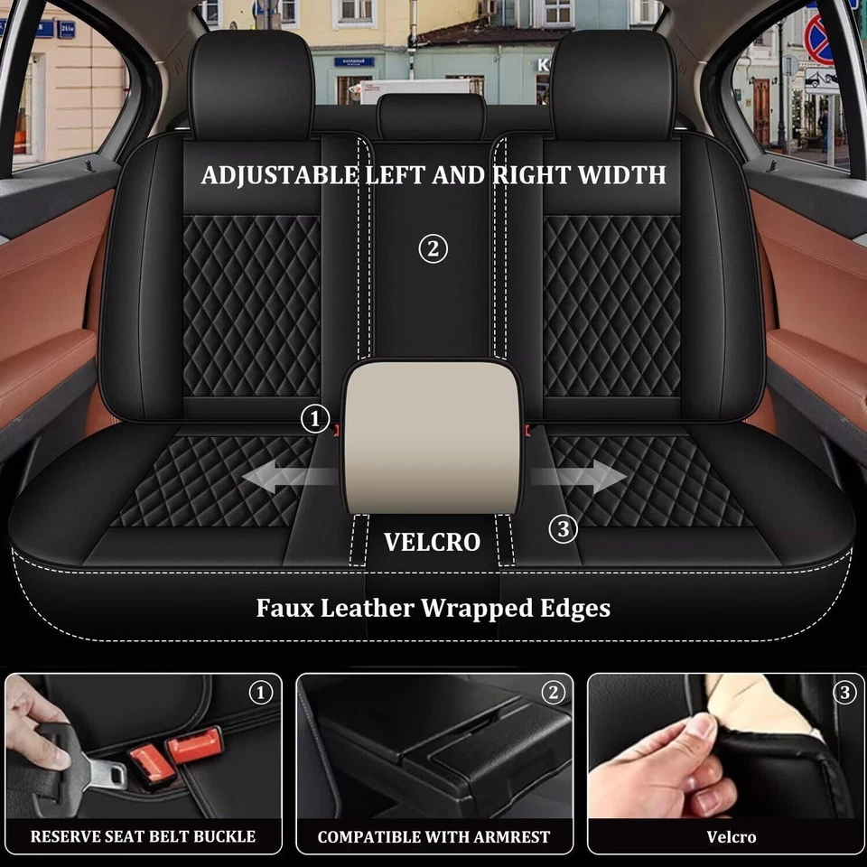 Full Set Faux Leather 5-Seat Covers Front & Rear Seat For Lincoln MKS 2009-2016 Foto 3 de 4