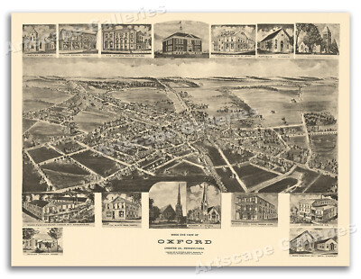 Oxford Pennsylvania 1907 Historic Panoramic Town Map - 20x28