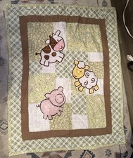 Farm Critters Baby Quilt Blanket Plush Appliqu d Cow Sheep Pig Patchwork Soft