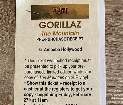 Gorillaz - The Mountain **WHITE LABEL VINYL** NEW / Bonus Print