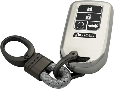 Soft TPU 5Buttons Key Fob Transmitter Cover Case Glove Keyless Entry Silver
