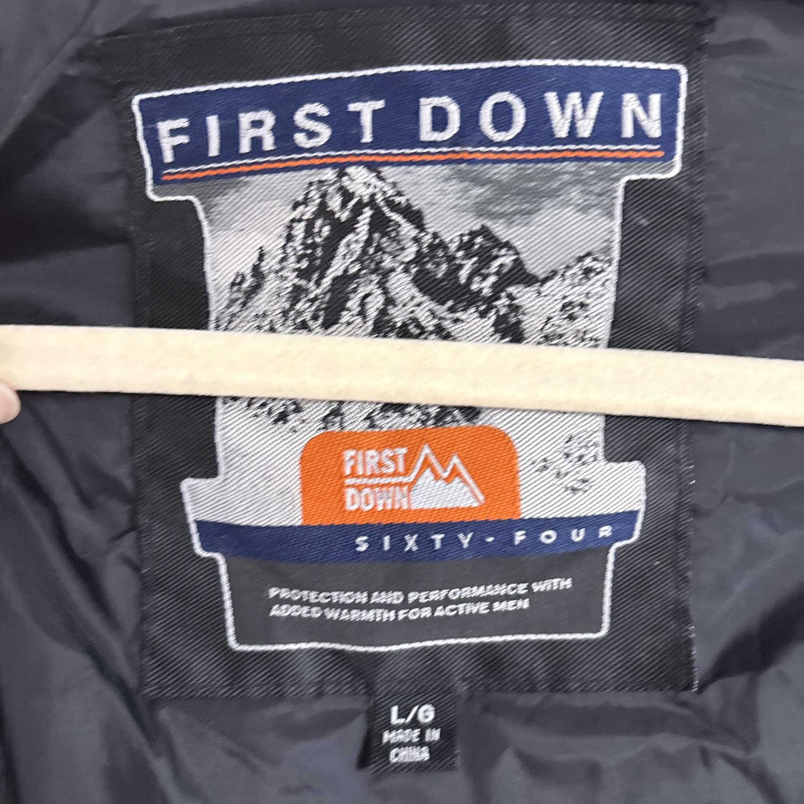 Vintage First Down Puffer Jacket Large Black Down… - image 9