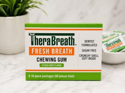 TheraBreath Fresh Breath Gum Citrus Mint Sugar Free 60 Pieces EXP 11/2027