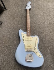 Relic custom Jazzmaster electric guitar in blue with staytrem collet and arm