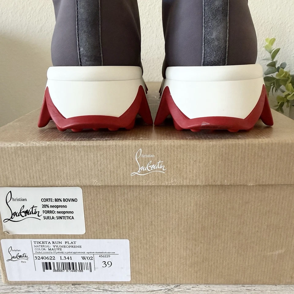 Nuevo Christian Louboutin Tiketa Run Terciopelo Neopreno Mujer Zapatillas Talla 38, EE. UU. 8 Foto 3 de 4