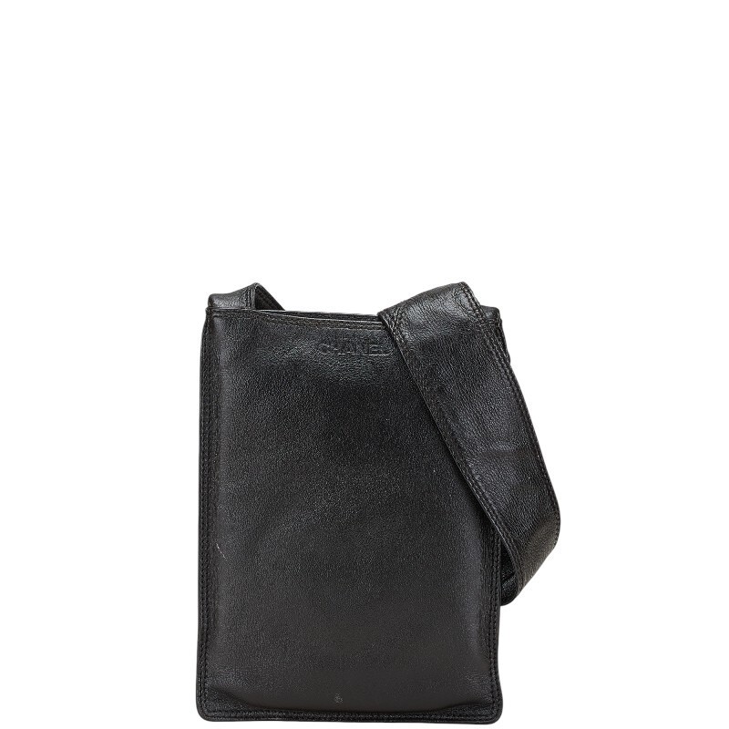 CHANEL Black Lambskin Crossbody Shoulder Bag for Women Pre-Owned