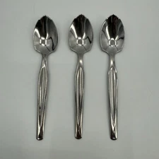 3 Vintage "Enjoy Grapefruit!" Serrated Edge Grapefruit Spoons Stainless Steel