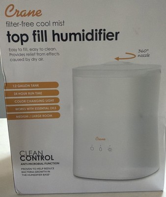Crane 1.2 Gal. Cool Mist Top Fill Humidifier &Aroma Diffuser Medium-Large Rooms