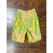 Vintage Bermuda Shorts - Groovy Pastel Floral - X-Small - Tailored in California