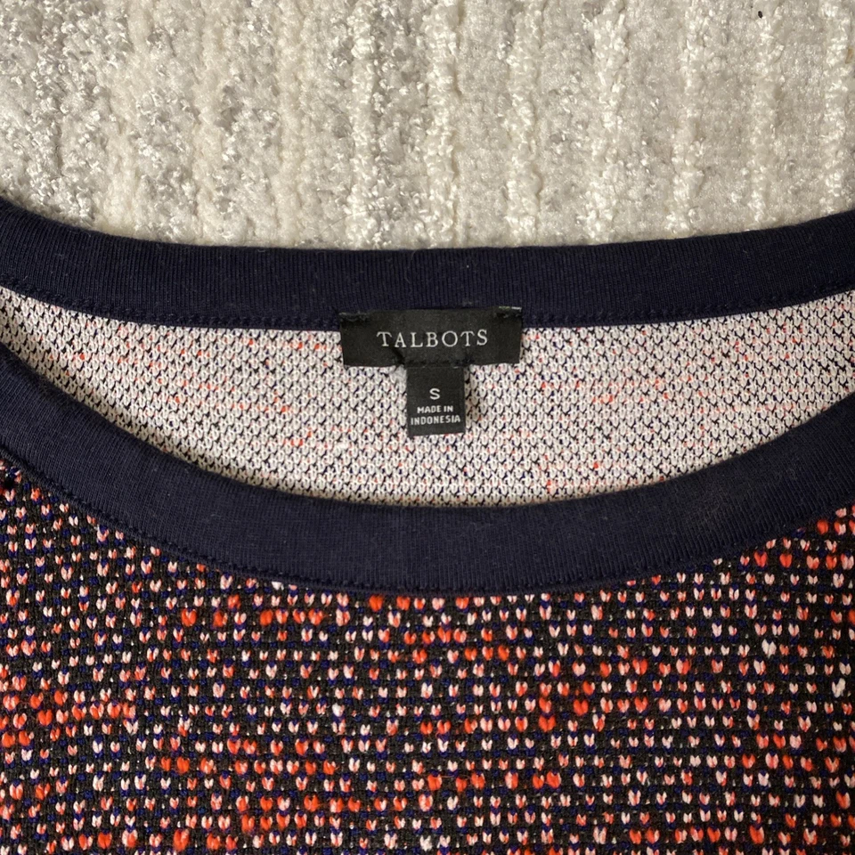 Talbots XS темно-красный твид вязаное платье золотой кнопки плеча Shift стиль шик новый с Ярлыками - Изображение 3 из 4