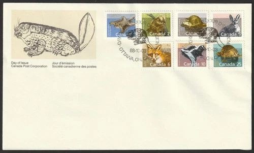 CANADA 1988 MAMMAL DEFINITIVES FIRST DAY COVER !! M155