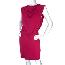 Amanda Uprichard Dress Womens S Cowl Neck Sleeveless Blouson Waist Pink Cocktail