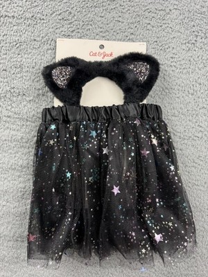 Cat & Jack Dress-Up Fun Set Girls Tutu Skirt Headband Stars Glitter Costume