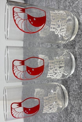 Set Of 3 Bowling High Score Award Glasses by Libby Vintage Used 5.5"