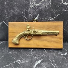 Brass Wooden Wall Hanging Guns Vintage Collectors Display