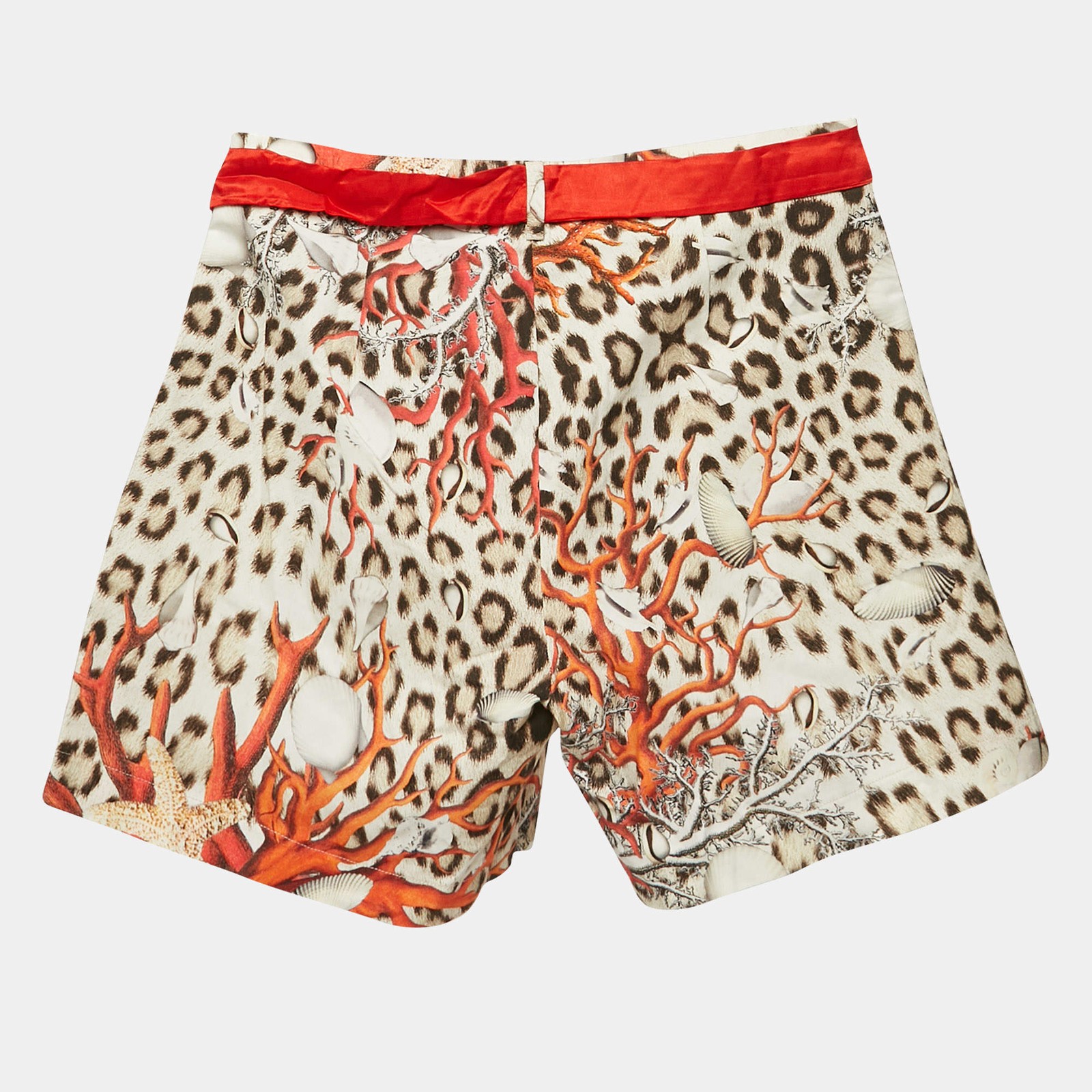 Roberto Cavalli Kids BrownRed Leopard Print Cotton Shorts 10 Yrs image 2