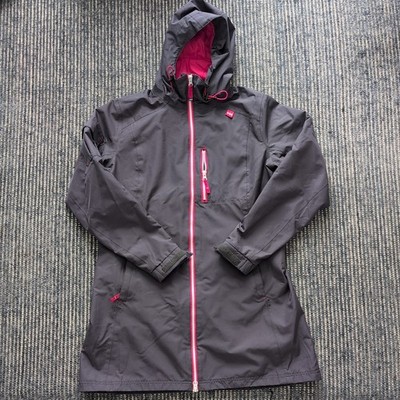Helly Hansen Belfast Long Hooded Rain Jacket Waterproof Gray Pink - Medium 