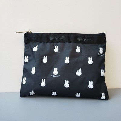LeSportsac Miffy Black 1 Zipper Pouch NWOT Bunny Cosmetic Makeup Bag