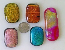 dichroic glass cabochon lot of 5  fused COE90 hand made crafted