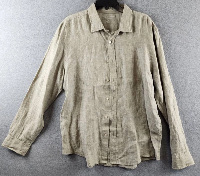 The Men's Store at Bloomingdale's Linen Yarn-Dyed Standard Fit Shirt L Mermaid