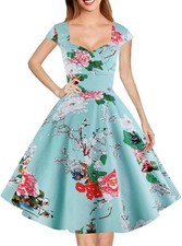 Hanpceirs Women  s 1950s Retro Vintage Cocktail Swing Dress Mintflower Small