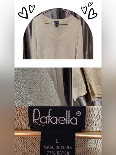 NWT Rafaella Lightweight Shimmer Knit Top‎ in Metallic Gold p2p20 #2038