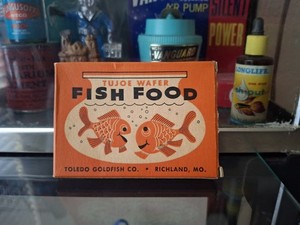 Vintage Old Antique Aquarium Fishbowl Beautiful Tujoe Wafer Fish Food Box 