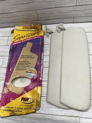 NOS TMI Sunvisors Pair White VW Beetle Bug Sedan 68-77 Convertible 73-79 21-2119