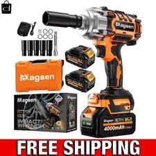 Efficient Cordless Brushless Impact Wrench, 900 Ft-lbs Torque, Comprehensive Set