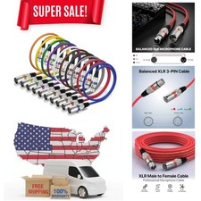 High-Quality 2ft XLR Microphone Cables - Male to Female with 3 Pin Connectors