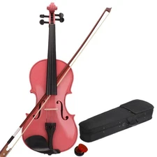 4/4 Size Acoustic Fit Adults Violin Basswood Fiddle with Case Bow Rosin Pink