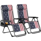Set of 2 Zero Gravity Chairs Folding Patio Lounge Recliner with Cup Holder Yard