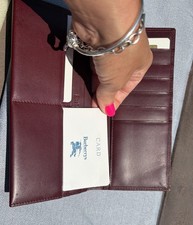 Burberry Long Bordeaux Leather Embossed Wallet