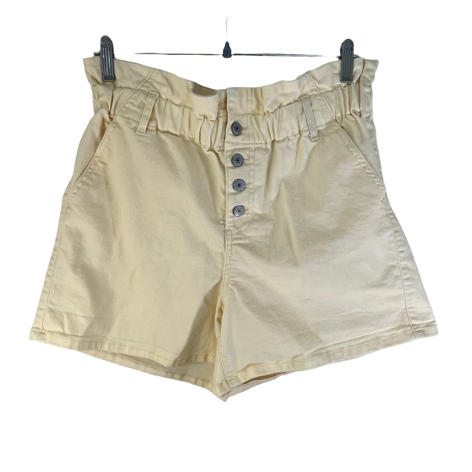 Arizona Jeans Company Juniors 13 Paperbag High Rise Shorts Butter Yellow Casual - Image 2 of 4