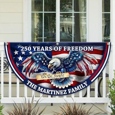 Custom Name Patriotic Eagle We The People Semicircle Flag