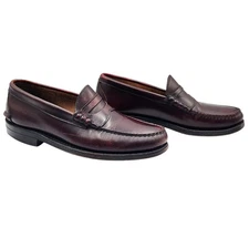 Johnston & Murphy Penny Loafer Burgundy Red Leather Beefroll Style Men's Sz 7.5