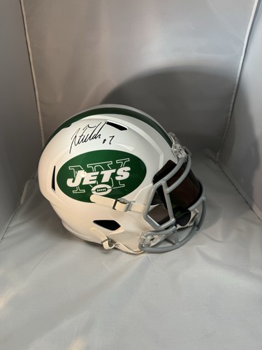 JUSTIN FIELDS AUTOGRAPHED NEW YORK JETS FULL SIZE REPLICA HELMET Beckett w/VISOR