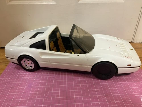 Vintage 1986 Mattel Barbie White Ferrari Convertible Sports Car 21"