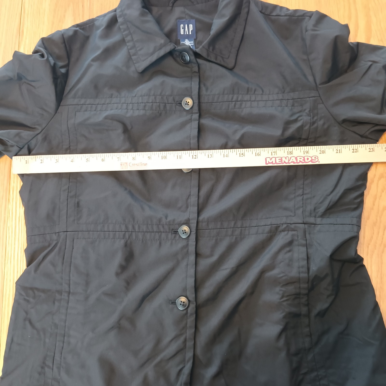 GAP Button Front Collared Black Coat Jacket Women… - image 5